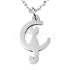 Non-Tarnish 201 Stainless Steel Kitten Pendant Necklaces NJEW-S105-JN588-40-1-1