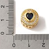 Flat Round with Heart Pattern Rack Plating Brass Micro Pave Cubic Zirconia European Beads KK-G511-01G-02-3