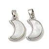 Rack Plating Brass Natural White Shell Pendants KK-U025-06P-01-1