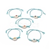 Natural Cowrie Shell with Evil Eye Braided Bead Bracelet with Nylon & Cotton Cord for Women BJEW-JB09140-1