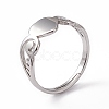 201 Stainless Steel Heart Adjustable Ring for Women RJEW-K242-01P-3