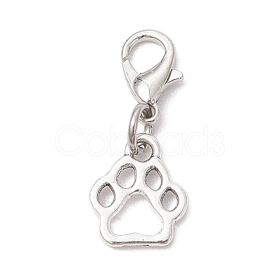 10Pcs Dog Paw Print Tibetan Style Alloy Pendant Decorations HJEW-JM02575-1