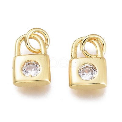 Brass Micro Pave Cubic Zirconia Charms KK-M206-32G-04-1