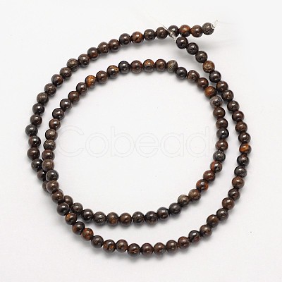 Natural Bronzite Round Beads Strands G-N0166-32-4mm-1