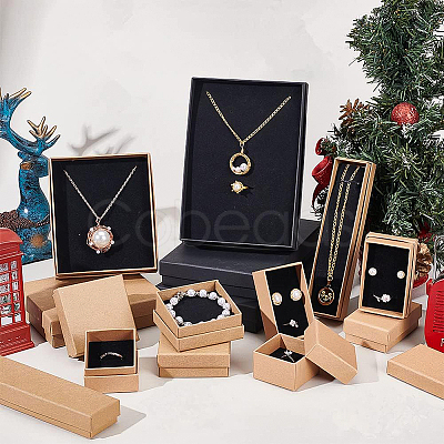 Kraft Paper Cardboard Jewelry Set Boxes CBOX-BC0001-10-1