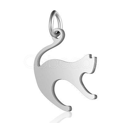 Non-Tarnish 201 Stainless Steel Kitten Pendants STAS-S105-T553D-1-1