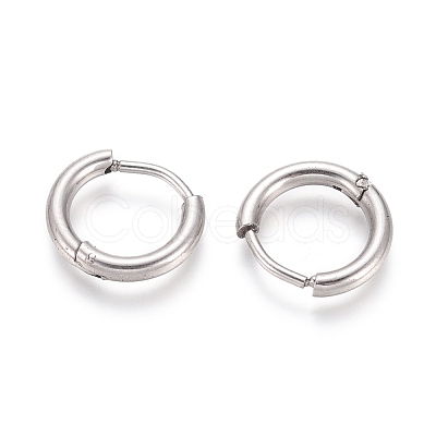 Tarnish Resistant 202 Stainless Steel Huggie Hoop Earrings EJEW-F111A-13mm-P-1