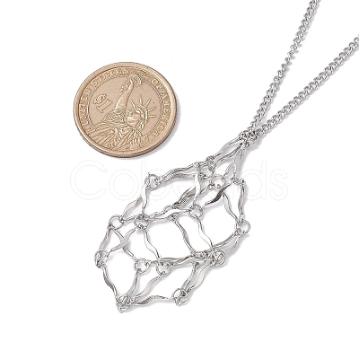 Non-Tarnish Stainless Steel Macrame Pouch Empty Stone Holder for Necklace Makings NJEW-JN04823-02-1