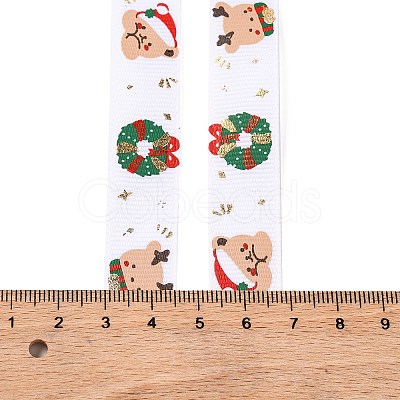 5 Yards Christmas Polyester Printed Grosgrain Ribbon OCOR-A008-01D-1