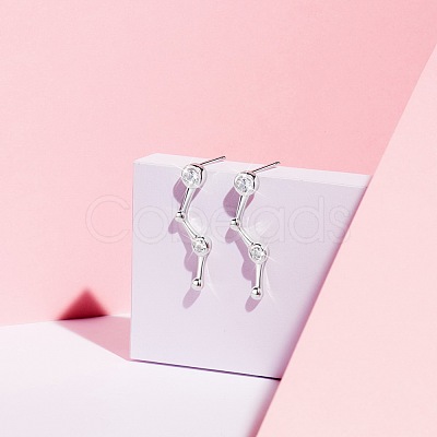 SHEGRACE Rhodium Plated 925 Sterling Silver Ear Studs JE564A-1