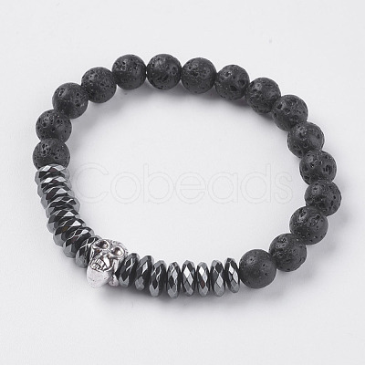 Synthetic Hematite Stretch Bracelets BJEW-I241-22A-1