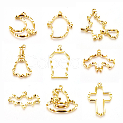 Halloween Zinc Alloy Open Back Bezel Pendants PALLOY-X0037-66G-1