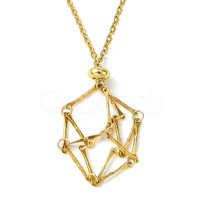 Crystal Cage Holder Necklace NJEW-JN04606-01-1