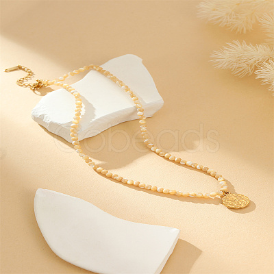 White and Yellow Bead Necklaces GP0175-1-1