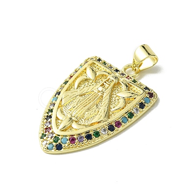 Real 18K Gold Plated Brass Micro Pave Cubic Zirconia Pendants KK-H472-15G-01-1