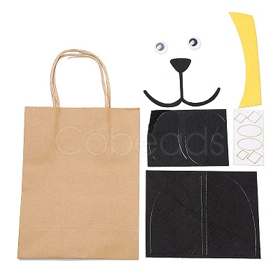 DIY Rectangle with Dog Pattern Kraft Paper Bag Making Set DIY-F079-09-1