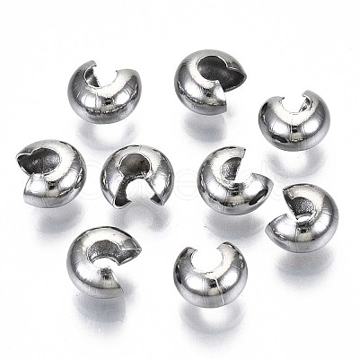 Tarnish Resistant 304 Stainless Steel Crimp Beads Covers STAS-S117-011-1