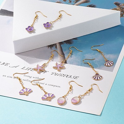 Alloy Enamel Charm Dangle Earrings EJEW-JE04835-1