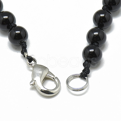 Dyed Natural Black Agate Pendant Necklaces NJEW-T006-06-1