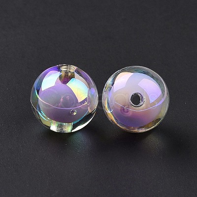 UV Plating Rainbow Iridescent Acrylic Beads OACR-P014-05B-1