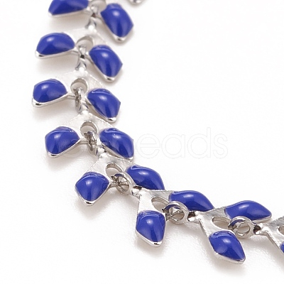 Enamel Wheat Link Chains Bracelet BJEW-P271-02P-06-1