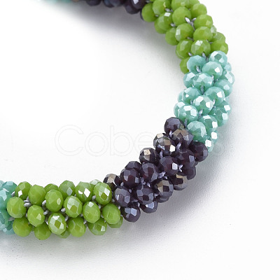 Crochet Glass Beads Braided Stretch Bracelet BJEW-T016-08E-1