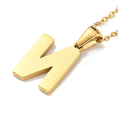 Ion Plating(IP) Initial Letter 304 Stainless Steel Pendant Necklaces NJEW-M199-01G-N-1