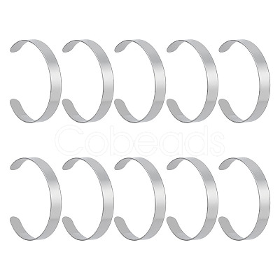 GOMAKERER 10Pcs 304 Stainless Steel Open Cuff Bangles BJEW-GO0001-02A-1