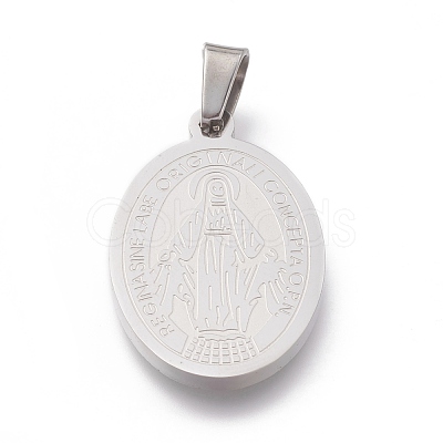 Non-Tarnish 304 Stainless Steel Lady of Guadalupe Pendants STAS-O138-14P-1