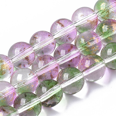 Transparent Spray Painted Glass Bead Strands X-GLAA-N035-03D-B01-1