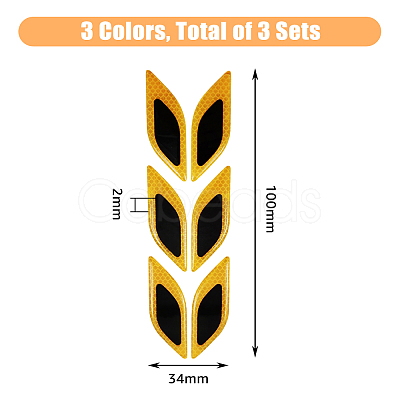 SUPERFINDINGS 3 Sets 3 Colors Leaf Shape Resin Car Door Protector Anti-collision Strip Sticker STIC-FH0001-15A-1