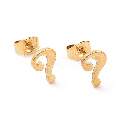 304 Stainless Steel Question Mark Stud Earrings for Women Men EJEW-G318-06G-1