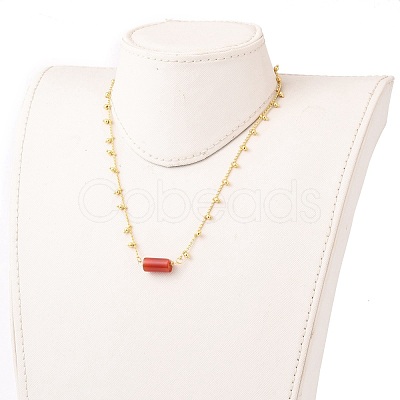 Natural & Synthetic Gemstone Column Pendant Necklaces NJEW-JN03172-1