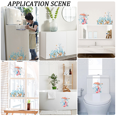 CREATCABIN 6 Sheets 2 Styles Ocean Theme PVC Self Adhesive Decorative Stickers DIY-CN0002-95-1