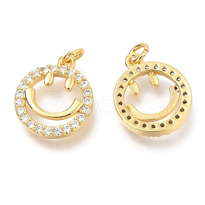 Brass Micro Pave Clear Cubic Zirconia Charms X-ZIRC-O036-31G-1