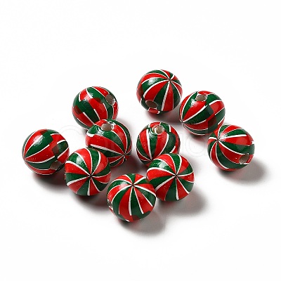 Christmas Theme Printed Natural Wooden Beads WOOD-L020-A05-1