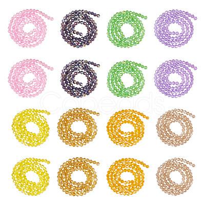 16 Strand 16 Color Transparent Electroplate Glass Beads Strands EGLA-TA0001-23-1