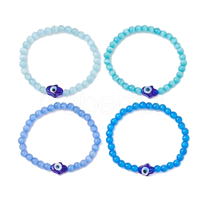 Cat Eye Beads Stretch Bracelets BJEW-JB10969-1