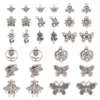 30Pcs 15 Style Tibetan Style Alloy Pendants FIND-TA0002-88-1