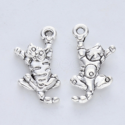 Tibetan Style Alloy Kitten Pendants TIBE-R316-028AS-RS-1