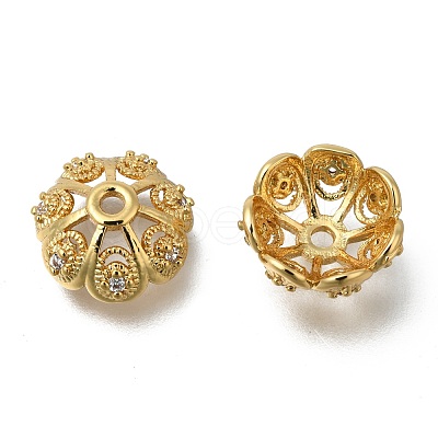 CZ Brass Micro Pave Cubic Zirconia Flower Bead Caps X-ZIRC-L003-11mm-01-1