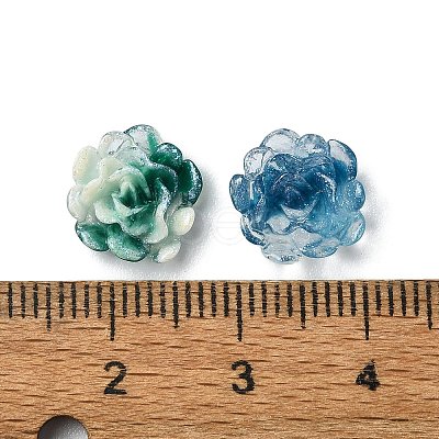 Flower Resin Cabochons with Glitter Powder CRES-Q006-05A-1