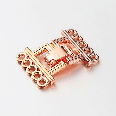 5 Strands Alloy and Brass Fold Over Clasps PALLOY-N0112-02-1