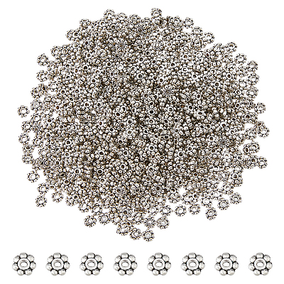 DICOSMETIC 600Pcs Tibetan Style Alloy Daisy Spacer Beads FIND-DC0005-31AS-1