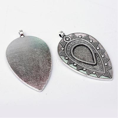 Tibetan Style Alloy Pendant Cabochon Settings TIBEP-S297-25AS-RS-1