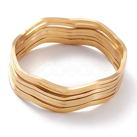 7Pcs Women's Simple Fashion PVD Vacuum Plating 304 Stainless Steel Stackable Bangles BJEW-O182-10G-1