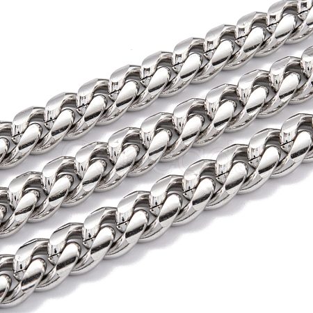 304 Stainless Steel Cuban Link Chain STAS-B019-02C-P-1