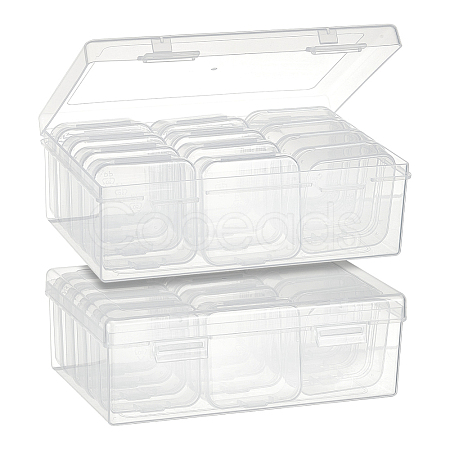 Rectangle PP Plastic Bead Organizer Storage Box with 12Pcs Small Plastic Hinged Lid Beads Containers CON-WH0088-32-1