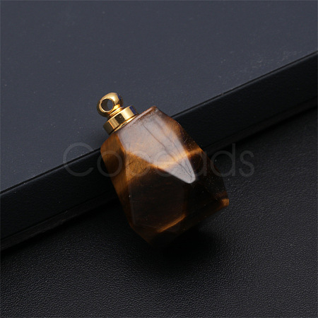 Natural Tiger Eye Openable Perfume Bottle Pendants BOTT-PW0011-10C-1