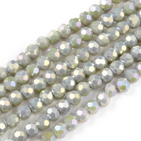 Faceted(32 Facets) Round Full Rainbow Plated Electroplate Glass Beads Strands EGLA-J130-FR16-1